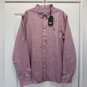 Allsaints Riviera Long Sleeve Shirt In Faded Mauve Pink